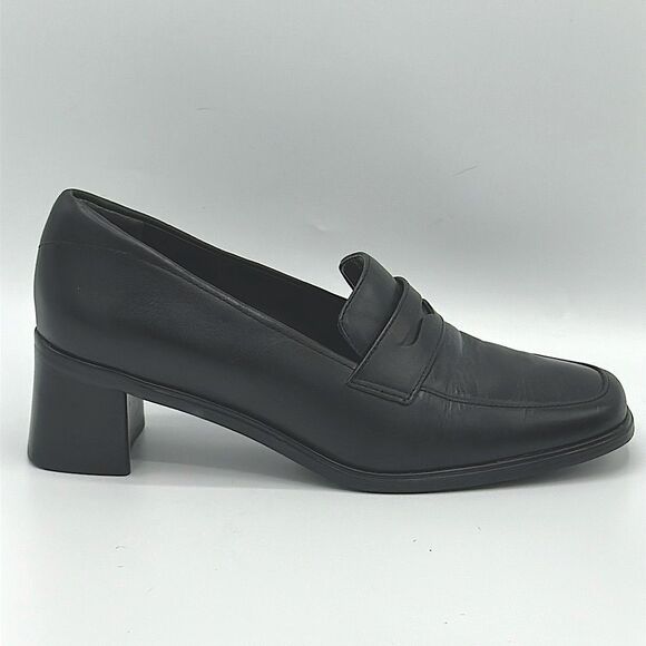 Rockport Penny Loafer Heels Size 5 5M Black Leather - Picture 1 of 11